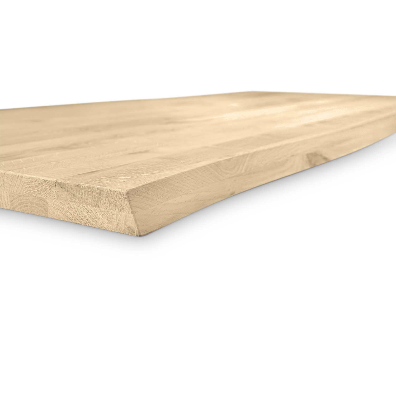  Eiken boomstam tafelblad op maat - 4 cm dik (2 laags)  - met boomstam rand / waankant LOOK -  rustiek Europees eikenhout - verlijmd kd 8-12% - 50-120x50-300 cm