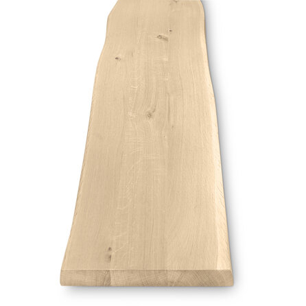Eiken bankblad - boomstam rand - 4 cm dik - rustiek eikenhout (B/C) - verlijmd, brede lamel (+10 cm) - 40 mm Eiken bankblad - boomstam rand - 4 cm dik - rustiek eikenhout (B/C) - verlijmd, brede lamel (+10 cm) - 40 mm