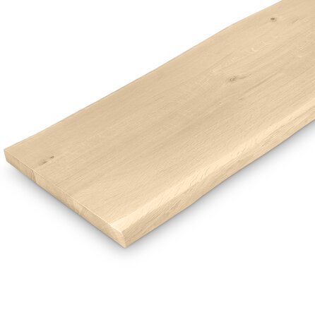 Eiken bankblad - boomstam rand - 4 cm dik - rustiek eikenhout (B/C) - verlijmd, brede lamel (+10 cm) - 40 mm Eiken bankblad - boomstam rand - 4 cm dik - rustiek eikenhout (B/C) - verlijmd, brede lamel (+10 cm) - 40 mm