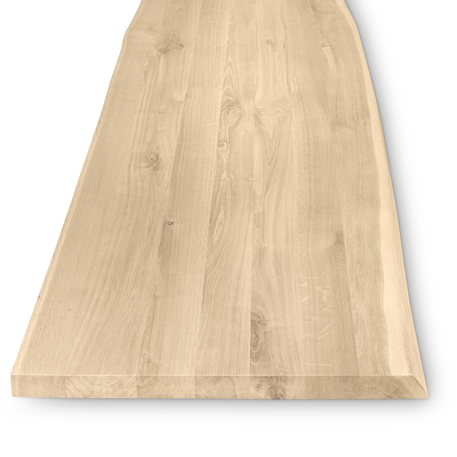  Eiken boomstam(rand) tafelblad - 4 cm dik (1-laag) - diverse afmetingen - extra rustiek Europees eikenhout met schorsrand / waankant - verlijmd kd 10-12%