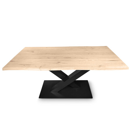 Stalen V / X onderstel - zwart - koker: 10x10 cm - 98 of 121 cm - hoogte: 72 cm - V/X tafelonderstel met voetplaat - gecoat metaal / staal