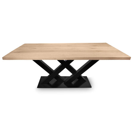 Stalen dubbele V / X onderstel - zwart -  10x10 cm - 180 cm - hoogte: 72 cm - dubbele V/X tafelonderstel met voetplaat - gecoat metaal / staal