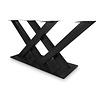 Stalen dubbele V / X onderstel - zwart -  10x10 cm - 180 cm - hoogte: 72 cm - dubbele V/X tafelonderstel met voetplaat - gecoat metaal / staal