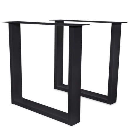 Stalen U poten - zwart - koker: 4x10 cm - breedte: 78 cm - hoogte: 72 cm - zwarte U-tafelpoot - gecoat metaal / staal
