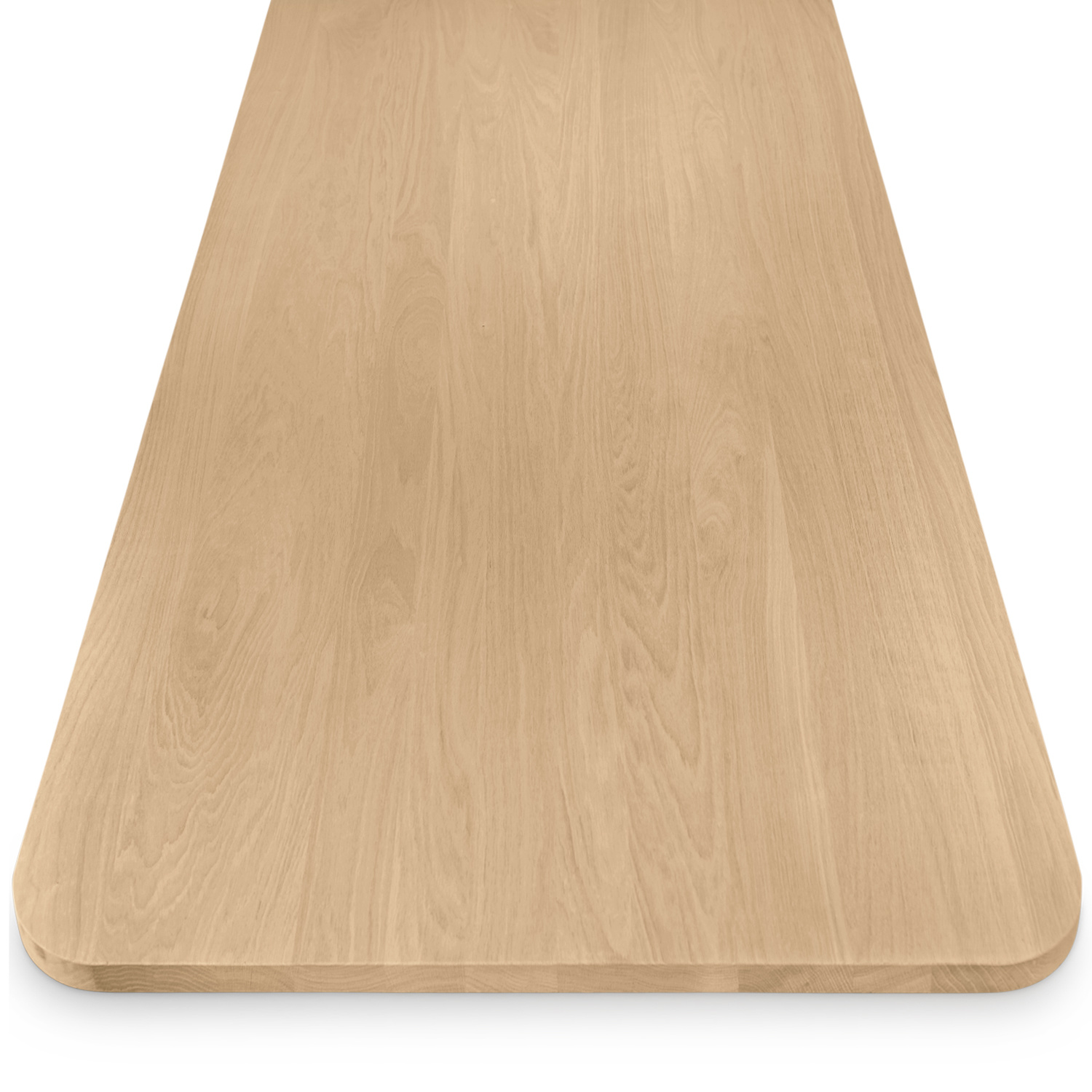  Eiken tafelblad met ronde hoeken - op maat - 3 cm dik (1-laag) - foutvrij Europees eikenhout - verlijmd kd 8-12% - 50-120x50-260 cm - Afgeronde hoeken radius 5, 8, of 10 cm