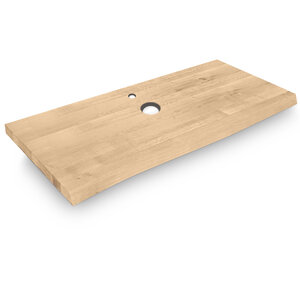Eiken wastafelblad - boomstam (CNC) - op maat - 4 cm - rustiek - smalle lamel Eiken wastafelblad - boomstam (CNC) - op maat - 4 cm - rustiek - smalle lamel