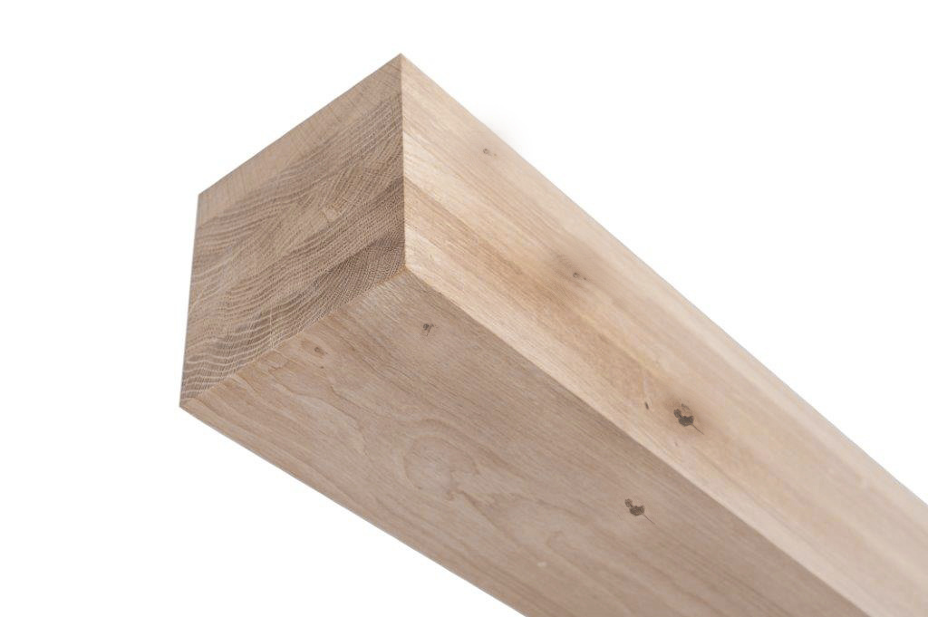  Eiken tafelpoot 10x10 cm - Massief verlijmd (delen van 2-3 cm)- Rustiek (B-kwaliteit) eikenhout kd 12% (per stuk)