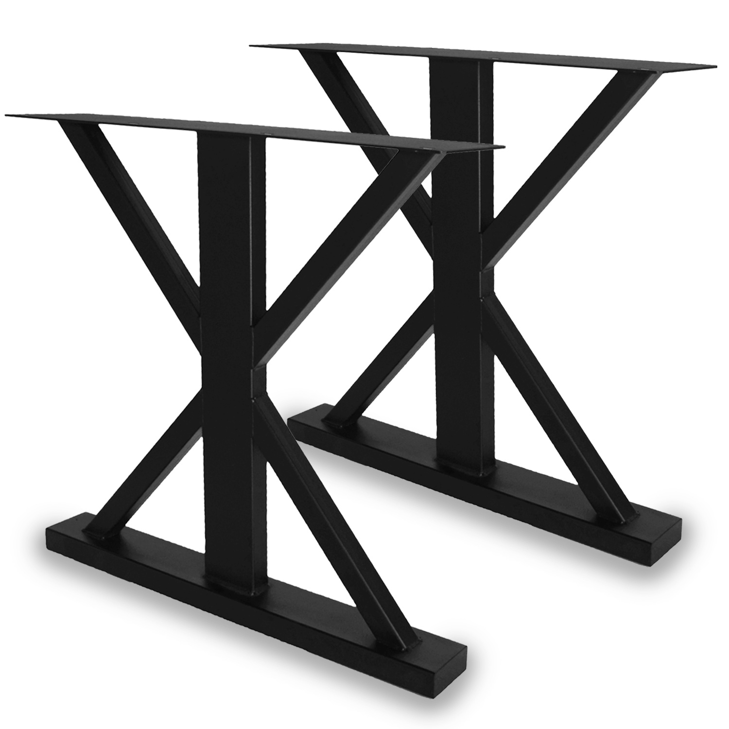  Stalen landelijke tafelpoten (SET) - 78 cm breed - 72 cm hoog - GEPOEDERCOAT  Zwart
