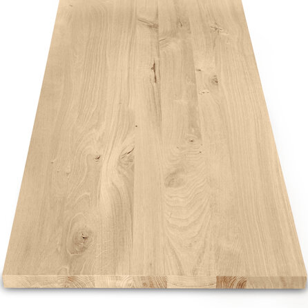Eiken blad - op maat - 3 cm dik - rustiek eikenhout (B/C) - verlijmd paneel, smalle lamel - 30 mm