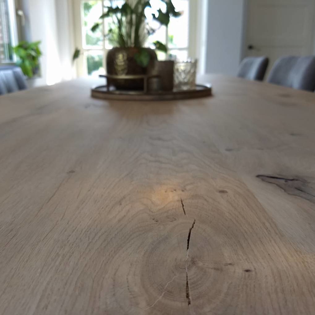  Eiken tafelblad op maat - 4,6 cm dik (2-laags) - rustiek Europees eikenhout - verlijmd kd 8-12% - 50-120x50-350 cm