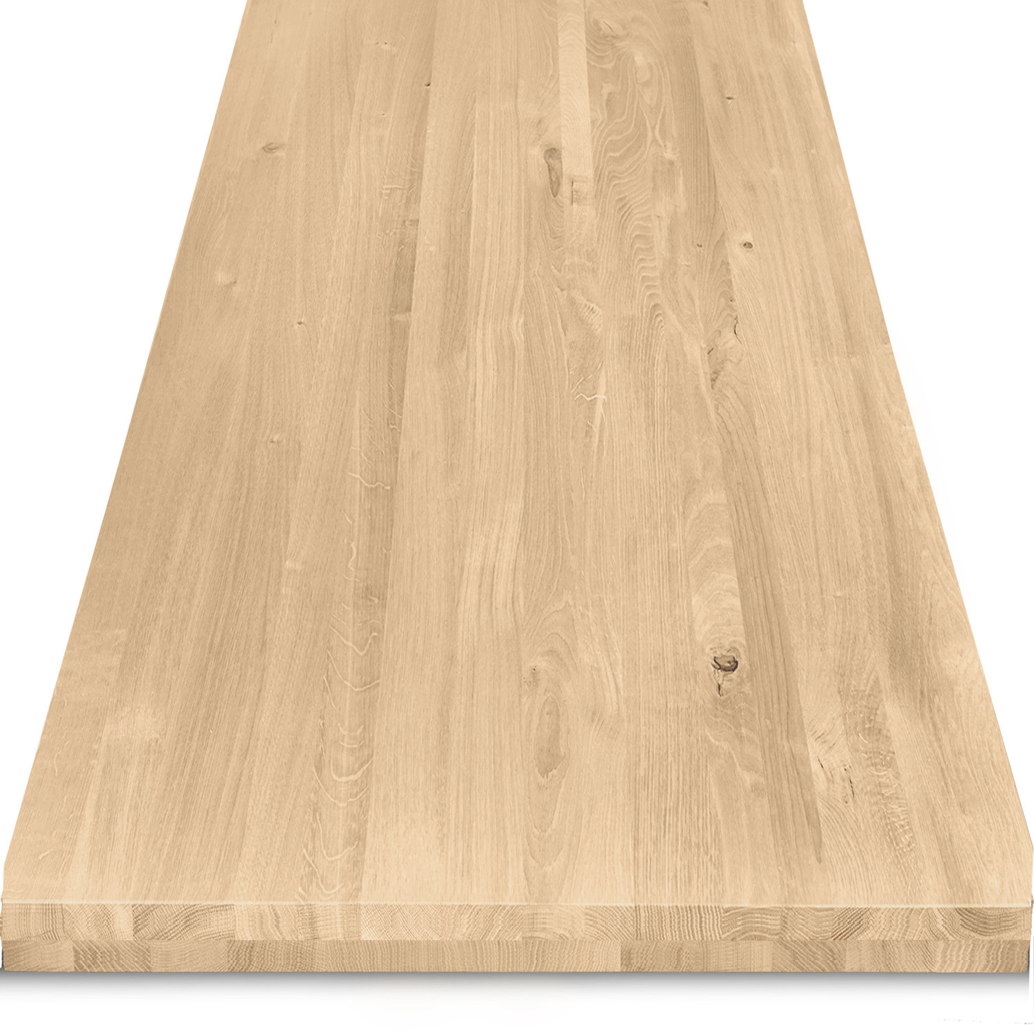  Eiken tafelblad op maat - 6 cm dik (2-laags) - rustiek Europees eikenhout - verlijmd kd 8-12% - 50-120x50-350 cm