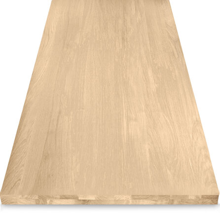 Eiken tafelblad - op maat - 4 cm dik - 2-laags rondom opgedikt - foutvrij eikenhout (A/B) - verlijmd, smalle lamel - 40 mm