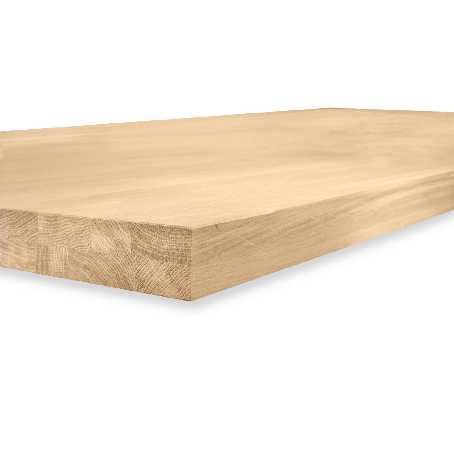  Eiken tafelblad op maat - OPGEDIKT - 4 cm dik (2-laags rondom) - foutvrij Europees eikenhout - verlijmd kd 8-12% - 50-120x50-300 cm