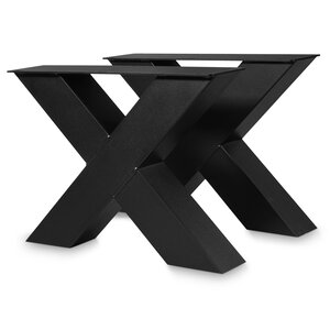 Stalen X-bankpoten - zwart - 8x8 cm - 36 cm breed - 41 cm hoog