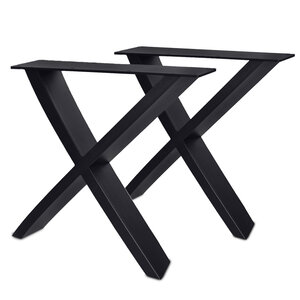 Stalen X-tafelpoten - zwart - 5x15 cm (schuin) - 84 cm breed - 72 cm hoog
