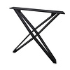 Stalen X poten - zwart - koker: 1x9 cm - breedte: 84 cm - hoogte: 72 cm - zwarte X-tafelpoot - gecoat metaal / staal
