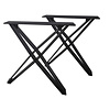 Stalen X poten - zwart - koker: 1x9 cm - breedte: 84 cm - hoogte: 72 cm - zwarte X-tafelpoot - gecoat metaal / staal