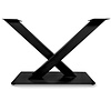 Stalen V / X onderstel - zwart - koker: 10x10 cm - 98 of 121 cm - hoogte: 72 cm - V/X tafelonderstel met voetplaat - gecoat metaal / staal