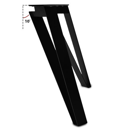 Stalen hairpin poten - zwart - koker: 0,5x8 cm - breedte; 92 cm - hoogte: 72 cm - zwarte haarspeld tafelpoot - gecoat metaal / staal