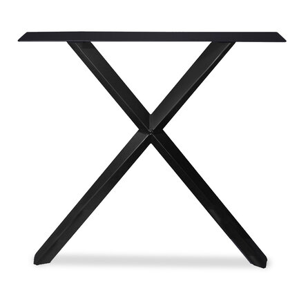 Stalen X poten - zwart - koker: 5,5x5,5 cm - breedte: 78 cm - hoogte: 72 cm - zwarte X-tafelpoot (twist) - gecoat metaal / staal