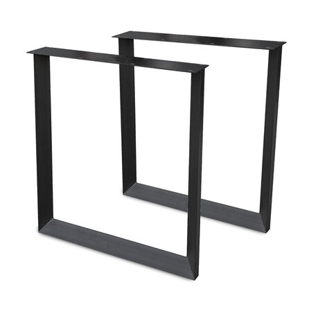 Stalen U poten - zwart - koker: 5,5x8 cm -breedte: 78 cm - hoogte: 72 cm - zwarte U-tafelpoot (twist) - gecoat metaal / staal