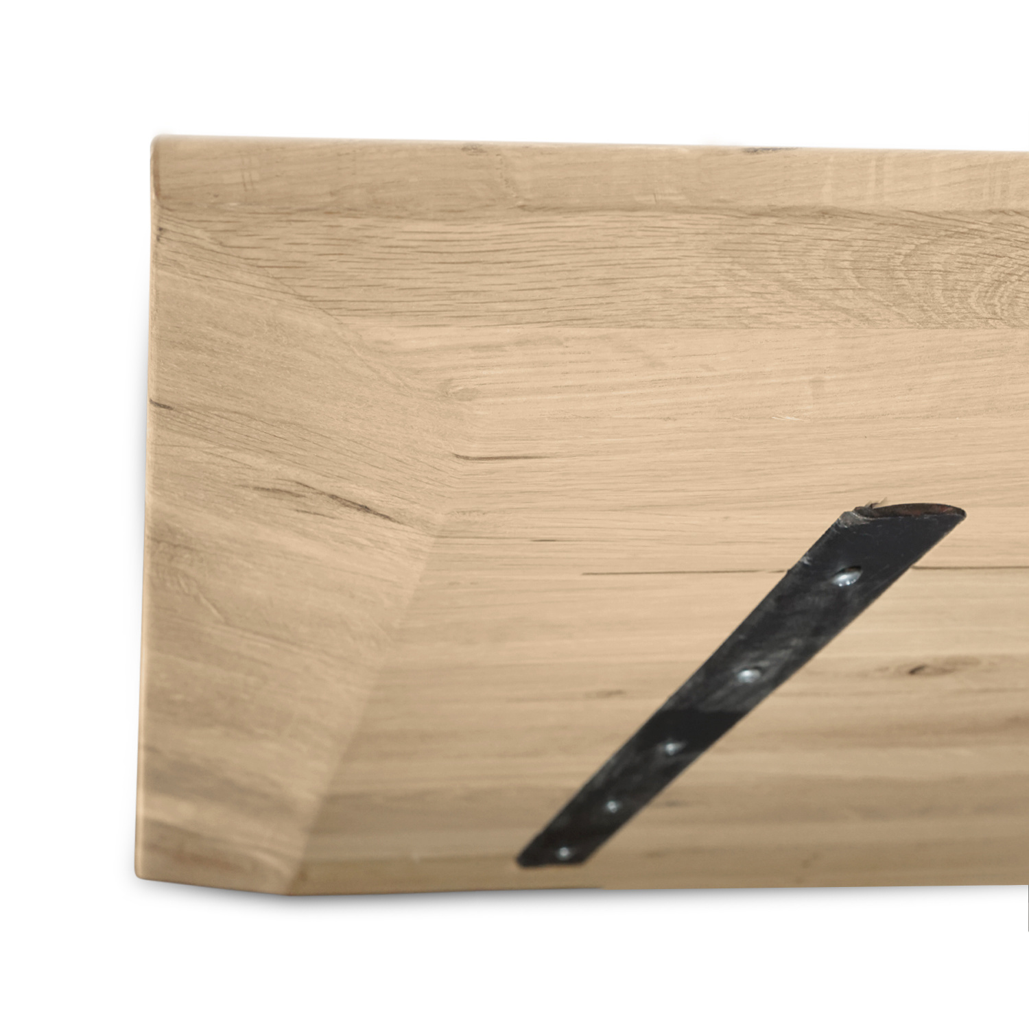  Eiken tafelblad verjongd op maat - 4 cm dik (1-laag) - rustiek Europees eikenhout - met brede lamellen (circa 14-20 cm) - verlijmd kd 8-12% - 40-117x80-247 cm
