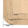 Eiken tafelblad met ronde hoeken op maat - 3 cm dik (1-laag) - extra rustiek Europees eikenhout - met extra brede lamellen (circa 14-20 cm) - verlijmd kd 8-12% - 40-117x80-250 cm