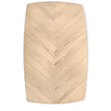 Eiken fineer tafelblad - Deens ovaal met verjongde rand - visgraat patroon - 3,6 cm dik - foutvrij (A-kwaliteit) eikenfineer - verlijmd dikfineer - 36 mm