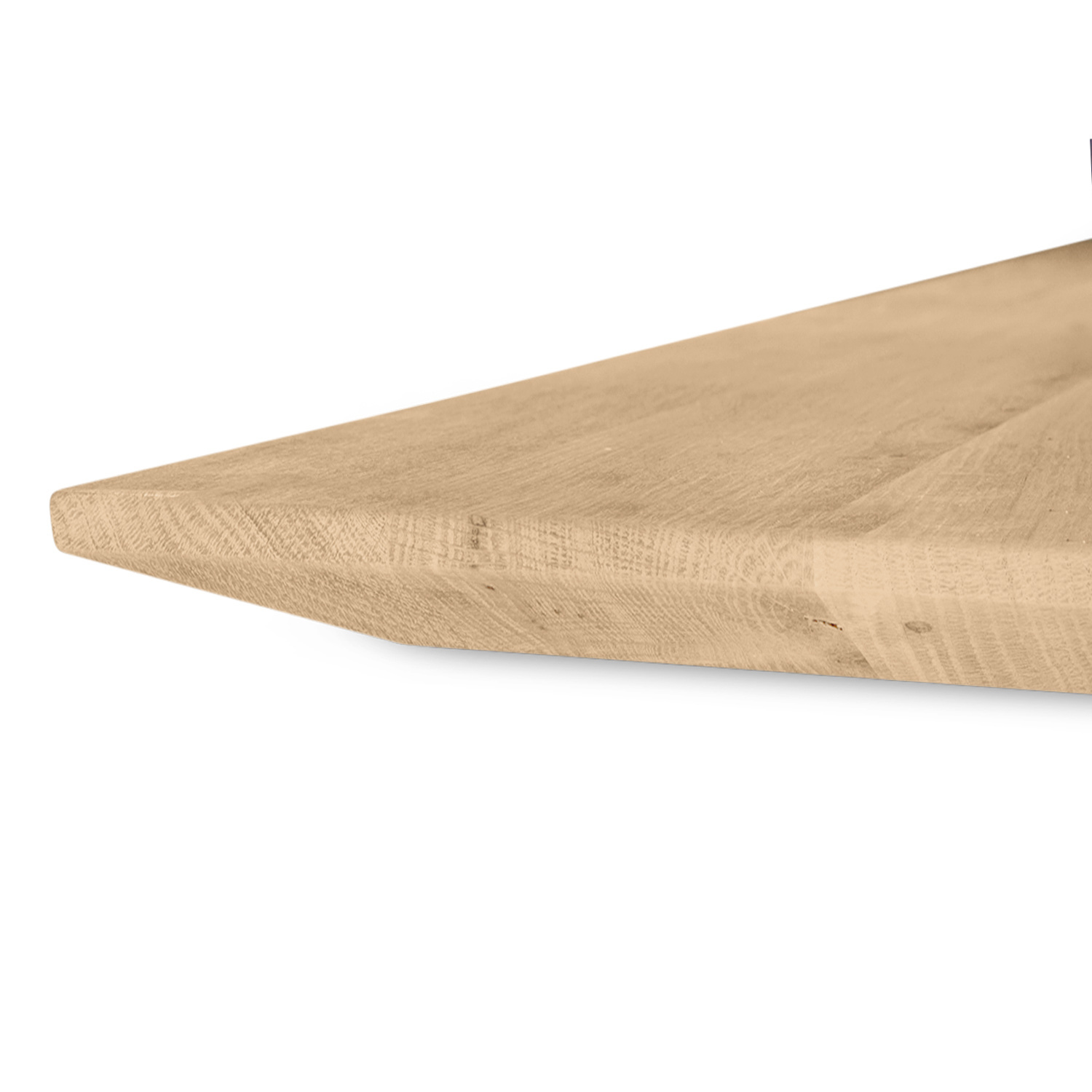  Eiken tafelblad met verjongde rand - 4 cm dik (1-laag) - Diverse afmetingen - rustiek Europees eikenhout - met brede lamellen (circa 14-20 cm) - verlijmd kd 8-12%