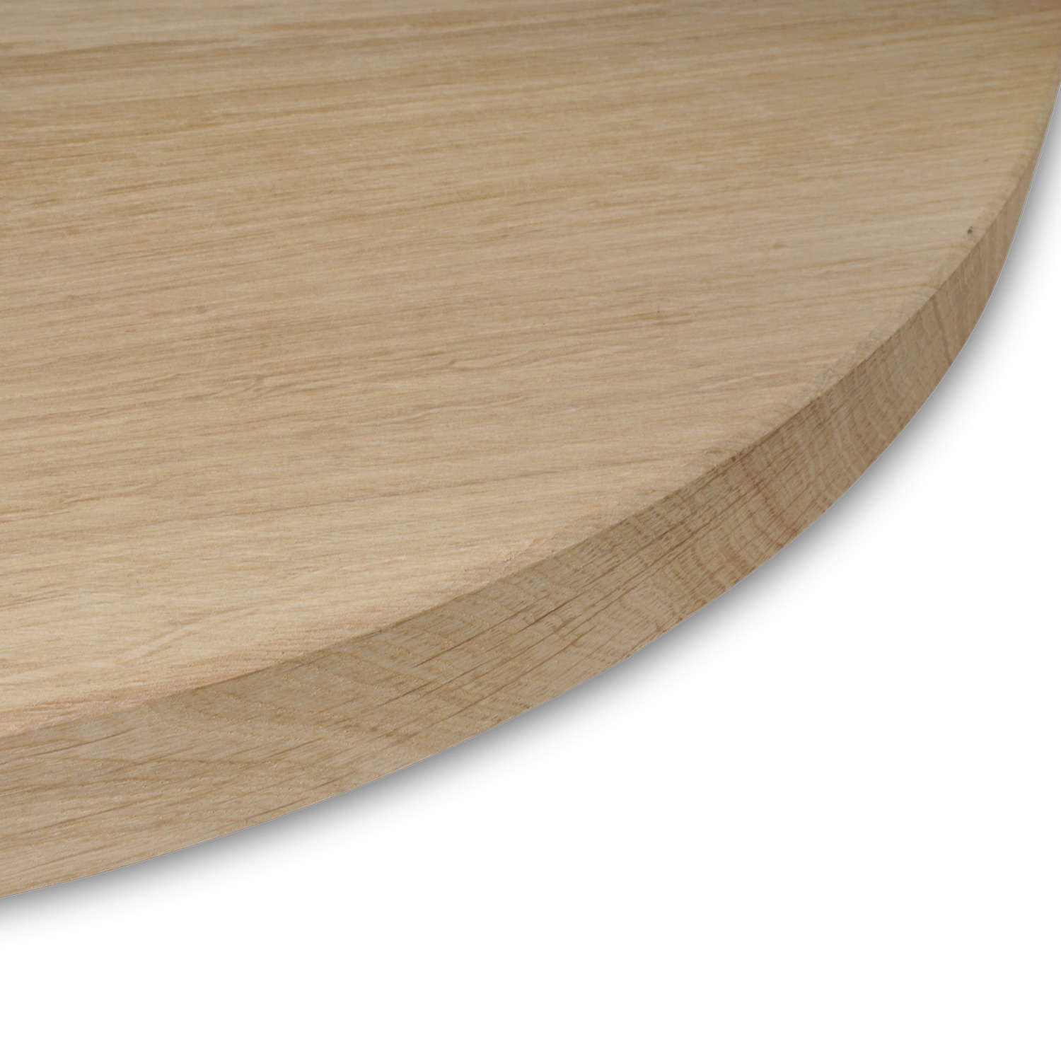  Rond eiken tafelblad op maat - 3 cm dik (1-laag) - Foutvrij Europees eikenhout - verlijmd kd 8-12% - diameter van 30 tot 180 cm