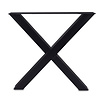 Stalen X poten - zwart - koker: 8x8 cm - breedte: 78 cm - hoogte: 72 cm - zwarte X-tafelpoot - gecoat metaal / staal