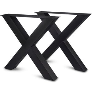 Stalen X-poten - zwart - SET (2 stuks) - SET (2 stuks) - 10x10 cm - 78 cm breed - 72 cm hoog