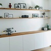 Eiken wandplank zwevend - op maat - 4 cm dik - rustiek eikenhout (B/C) - incl. blinde plankdragers (onzichtbaar) - 30 mm