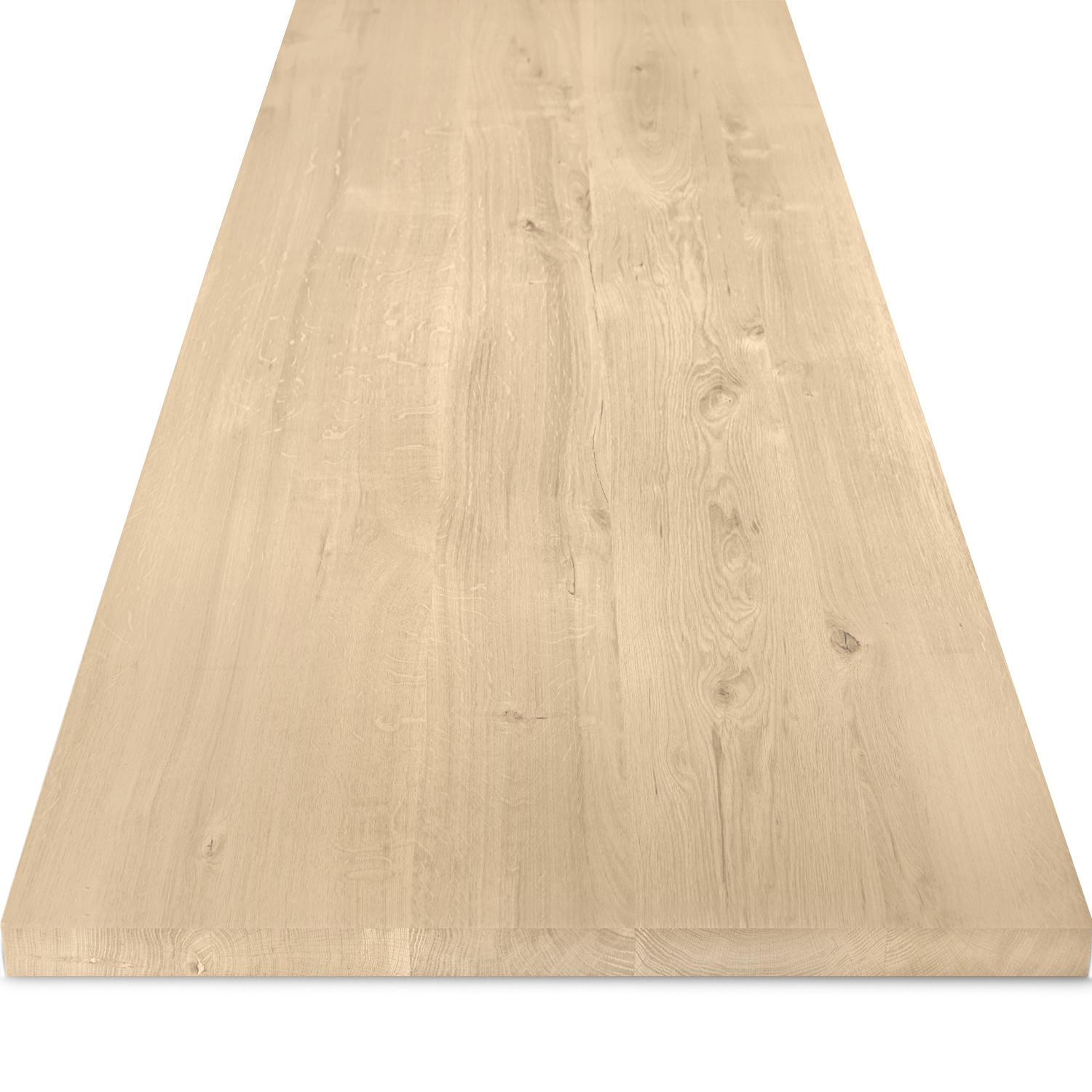  Eiken tafelblad - 4 cm dik (1-laag) - Diverse afmetingen - rustiek Europees eikenhout - met brede lamellen (circa 10-12 cm) - verlijmd kd 8-12%