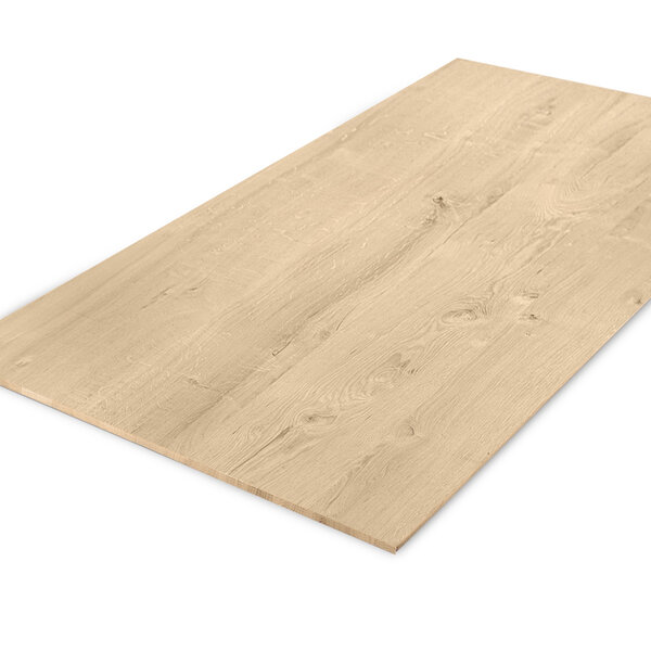  Eiken tafelblad met verjongde rand - 4 cm dik (1 laag) - BREDE LAMEL - rustiek eikenhout