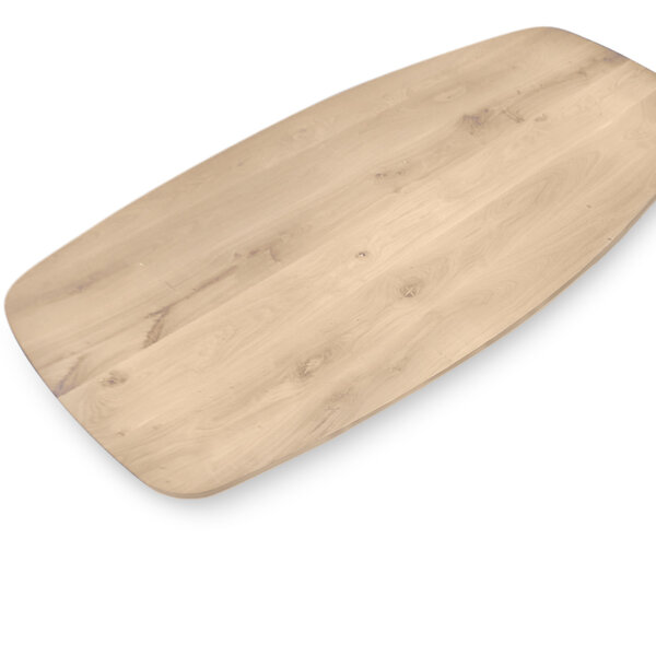  Deens ovaal eiken tafelblad - 4 cm dik (1-laag) - BREDE LAMEL - rustiek eikenhout
