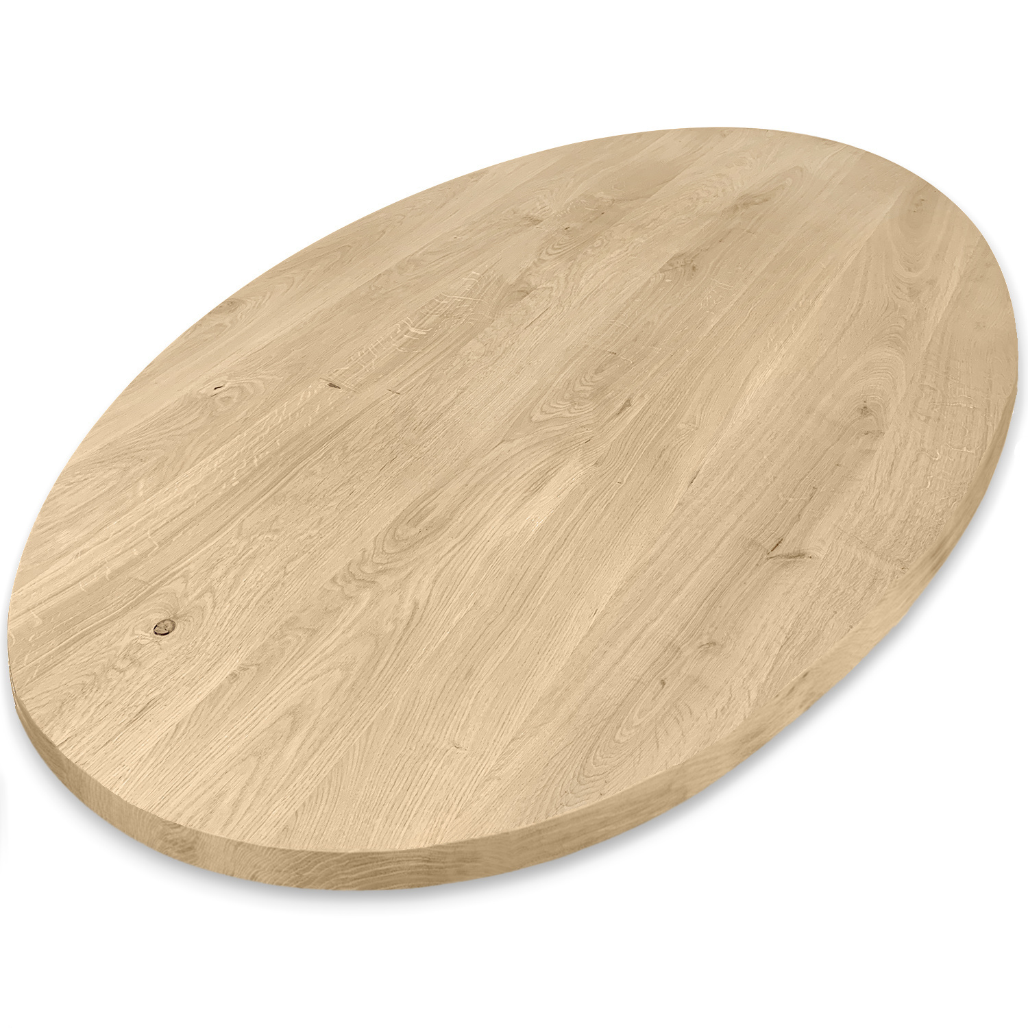  Ovaal eiken tafelblad - 4 cm dik (1-laag) - Diverse afmetingen - rustiek Europees eikenhout - met brede lamellen (circa 10-12 cm) - verlijmd kd 8-12%