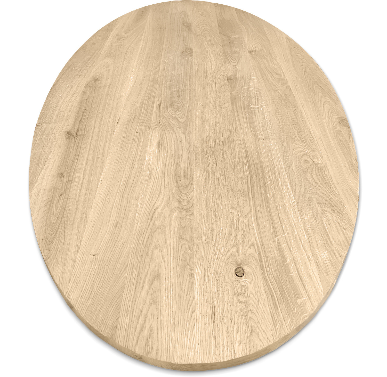  Ovaal eiken tafelblad - 2,7 cm dik (1-laag) - Diverse afmetingen - rustiek Europees eikenhout - met brede lamellen (circa 10-12 cm) - verlijmd kd 8-12%