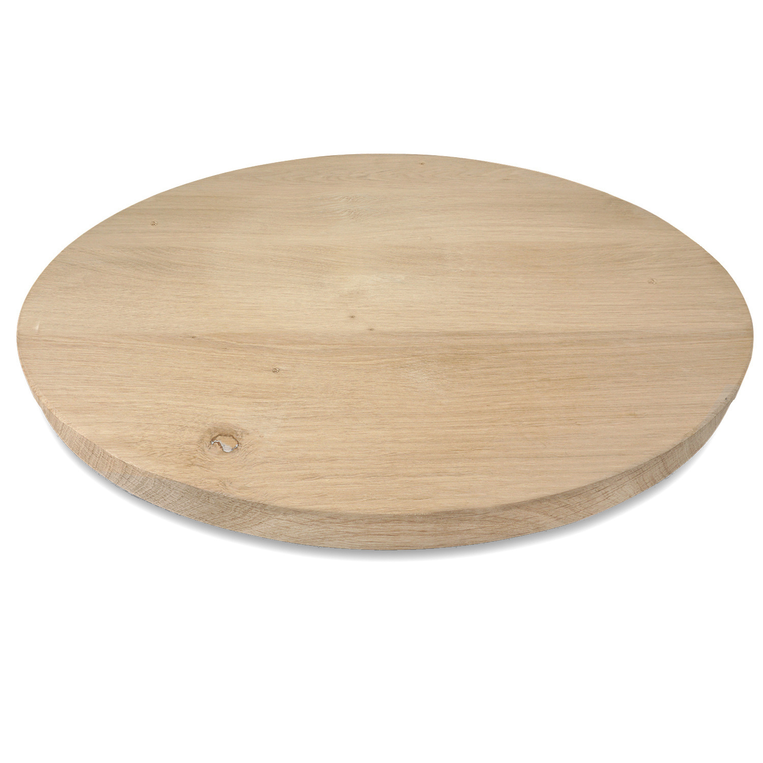  Eiken tafelblad rond - 2,7 cm dik (1-laag) - Diverse afmetingen - optioneel geborsteld - Rustiek Europees eikenhout - met brede lamellen (circa 10-12 cm) - verlijmd kd 10-12%