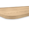Eiken tafelblad met ronde hoeken op maat - 2,7 cm dik (1-laag) - rustiek Europees eikenhout - met brede lamellen (circa 10-12 cm) - verlijmd kd 8-12% - 50-120x50-248 cm