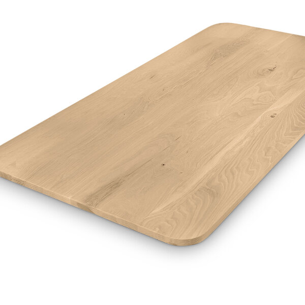 Eiken tafelblad met ronde hoeken op maat - 2,7 cm dik (1 laag) - BREDE LAMEL - rustiek eikenhout