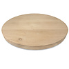 Rond eiken tafelblad op maat - 4 cm dik (1-laag) - rustiek Europees eikenhout - met brede lamellen (circa 10-12 cm)nhout - verlijmd kd 8-12% - diameter van 35 tot 117 cm