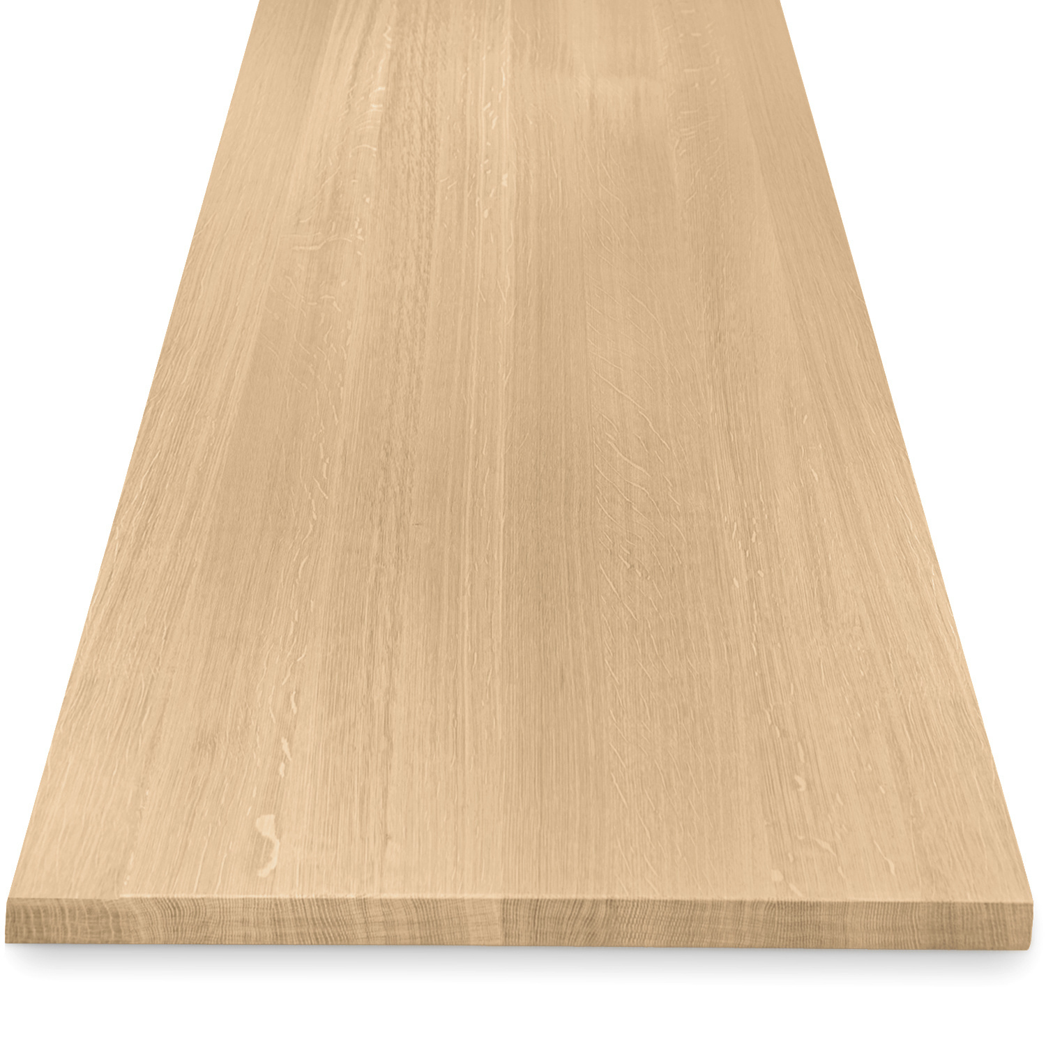  Eiken tafelblad op maat - 4 cm dik (1-laag) - foutvrij Europees eikenhout - met brede lamellen (circa 10-12 cm) - verlijmd kd 8-12% - 50-120x50-248 cm