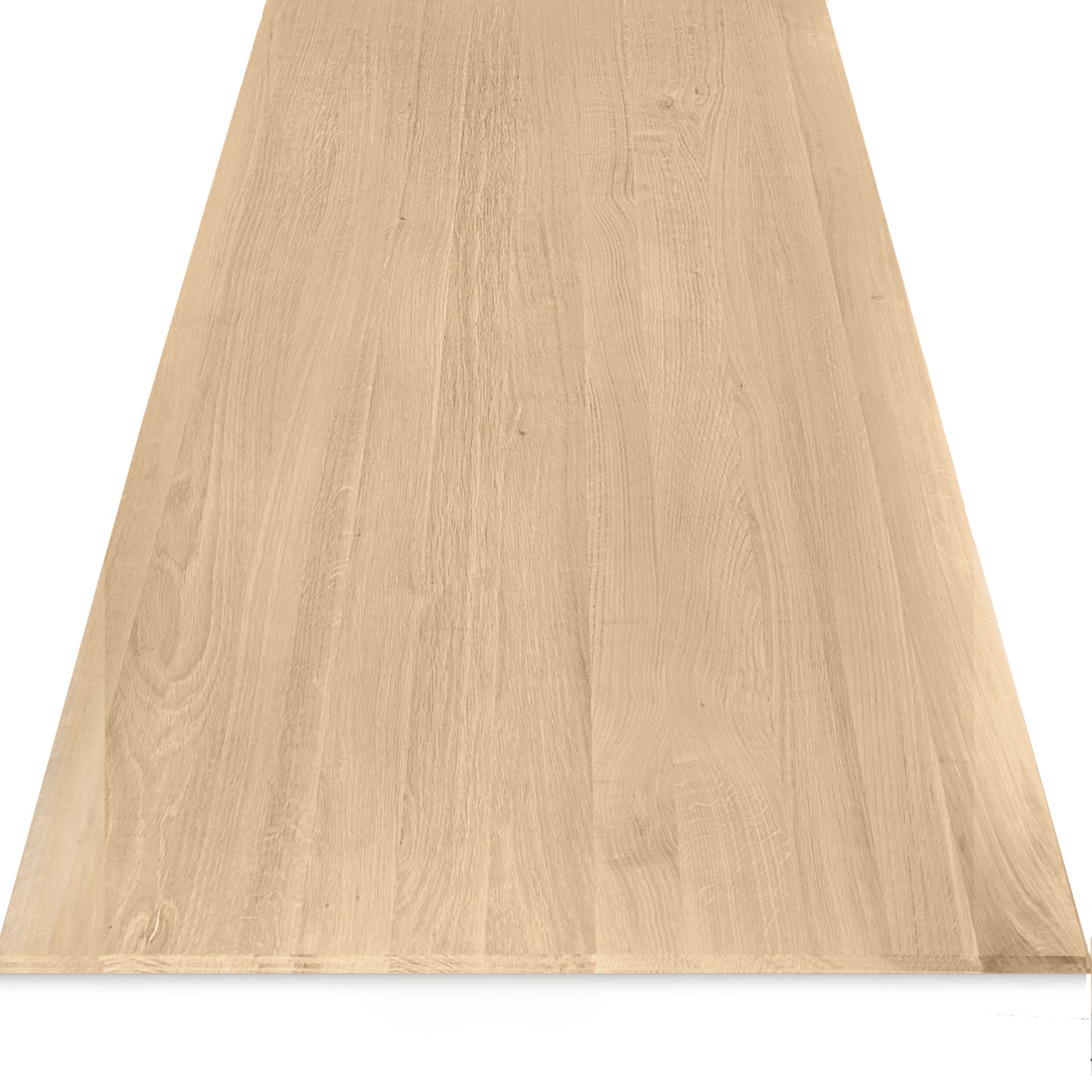  Eiken tafelblad met verjongde rand - 4 cm dik (1-laag) - Diverse afmetingen - foutvrij Europees eikenhout - met brede lamellen (circa 10-12 cm) - verlijmd kd 8-12%