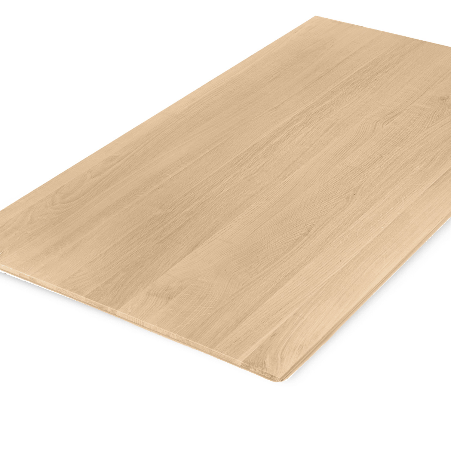  Eiken tafelblad verjongd op maat - 2,7 cm dik (1-laag) - foutvrij Europees eikenhout - met brede lamellen (circa 10-12 cm) - verlijmd kd 8-12% - 50-120x50-248 cm