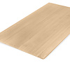 Eiken tafelblad verjongd op maat - 4 cm dik (1-laag) - foutvrij Europees eikenhout - met brede lamellen (circa 10-12 cm) - verlijmd kd 8-12% - 50-120x50-248 cm