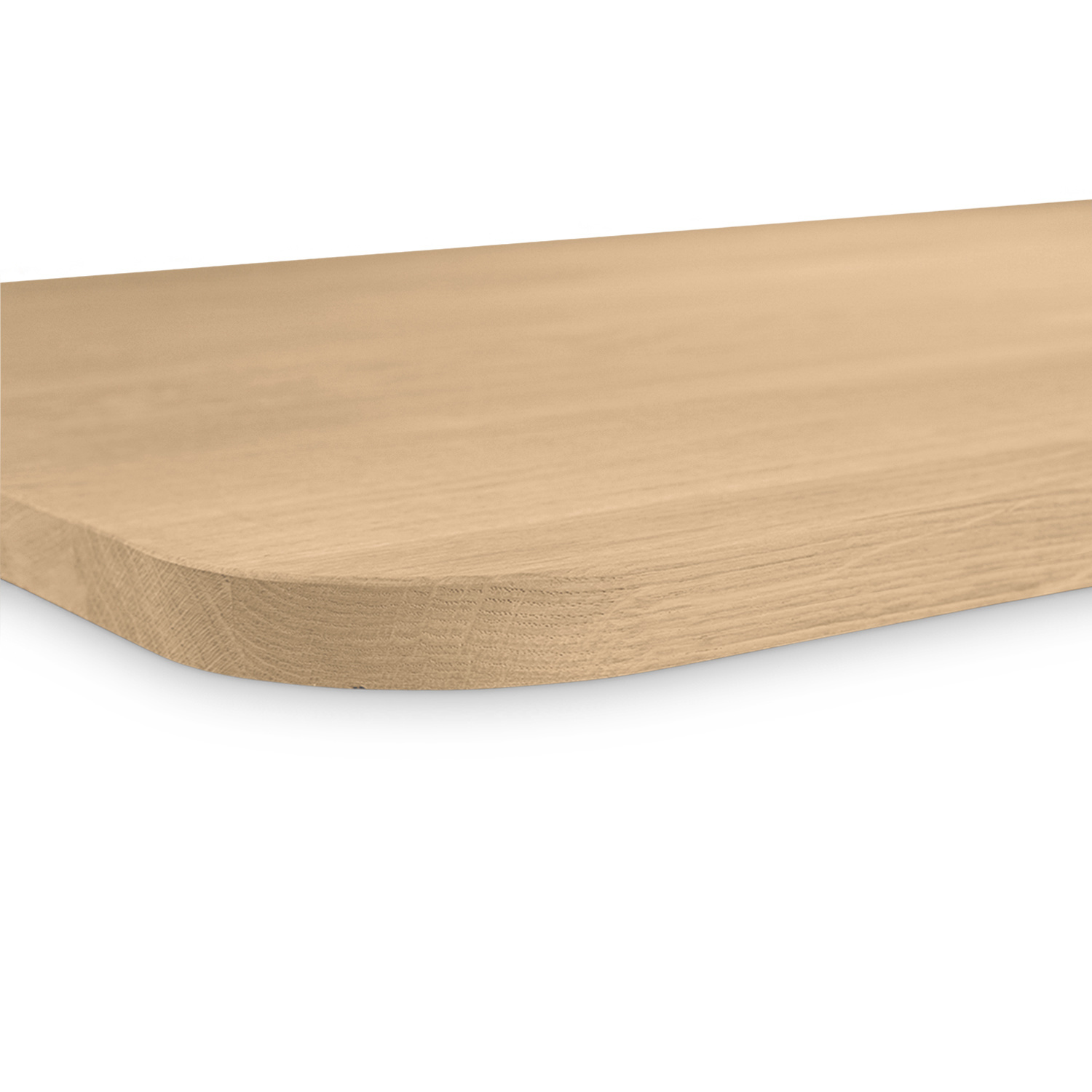  Eiken tafelblad met ronde hoeken op maat - 4 cm dik (1-laag) - foutvrij Europees eikenhout - met brede lamellen (circa 10-12 cm) - verlijmd kd 8-12% - 50-120x50-248 cm