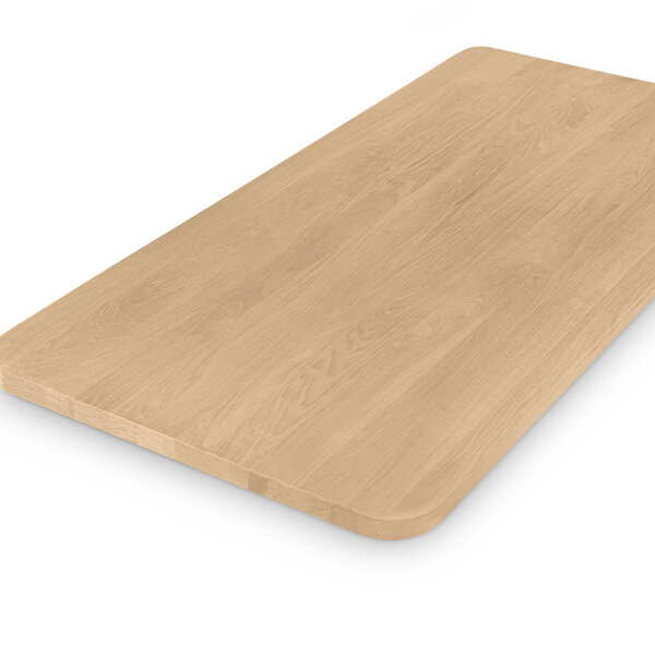  Eiken tafelblad met ronde hoeken - 4 cm dik (1 laag) - BREDE LAMEL - foutvrij eikenhout