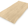 Eiken boomstam tafelblad - 4 cm dik (1-laag) - Diverse afmetingen - met boomstam rand / waankant look - foutvrij Europees eikenhout - met brede lamellen (circa 10-12 cm) - verlijmd kd 8-12%