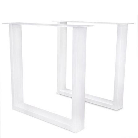 Stalen U poten - wit - koker: 4x10 cm - breedte: 78 cm - hoogte: 72 cm - witte U-tafelpoot - gecoat metaal / staal
